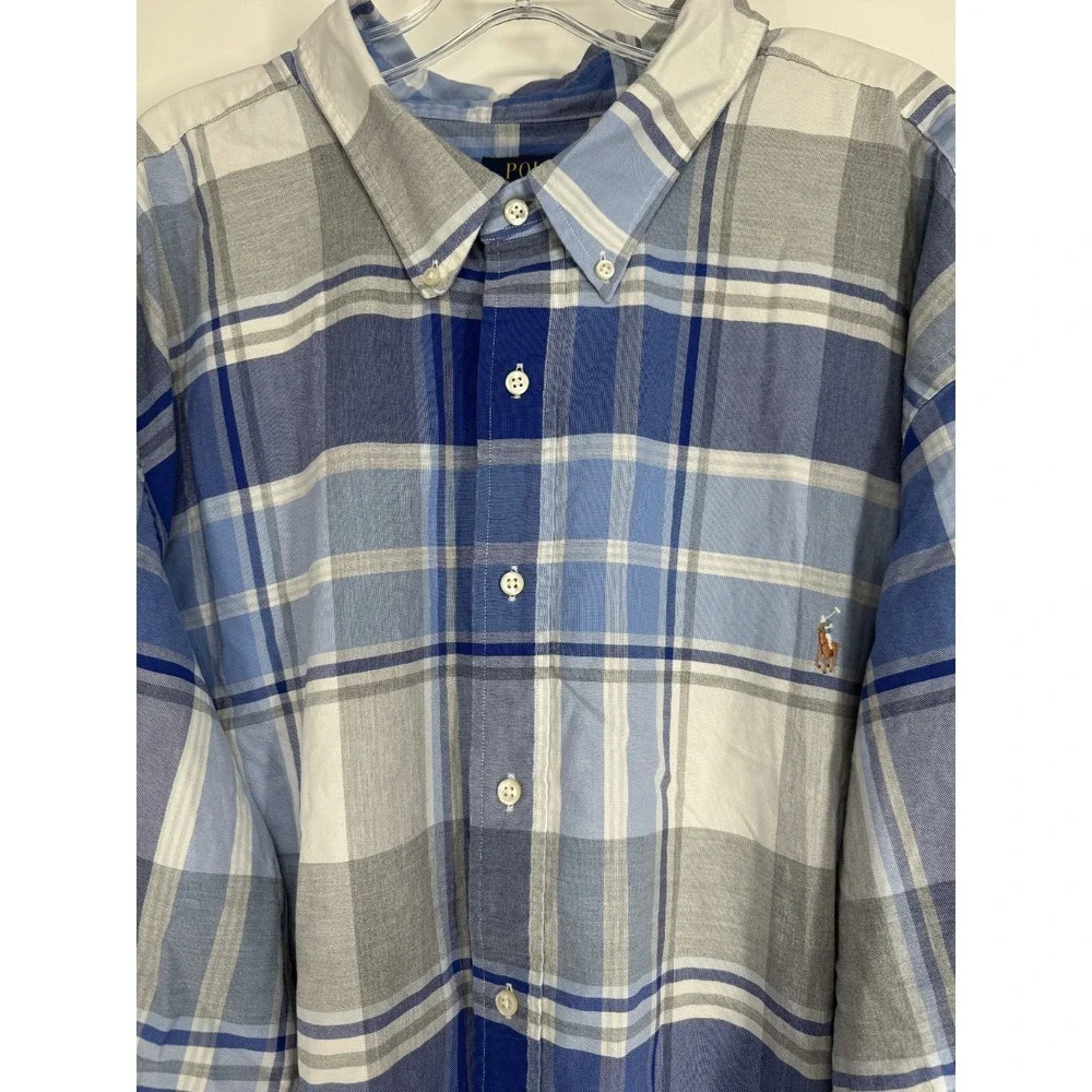 Polo Ralph Lauren Shirt 5XL Big 5XB Plaid Long Sleeve Button Down Flesh Pony